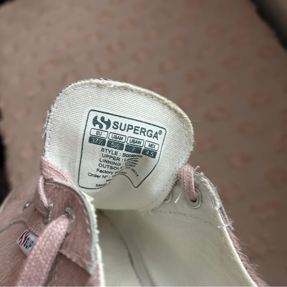 Superga Platform Horsehair Sneaker Pink White Size 7 - Picture 6 of 6